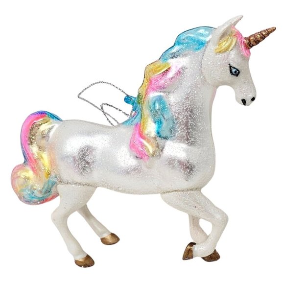 Rainbow Unicorn Glass Ornament - Gift - Picture 2 of 2
